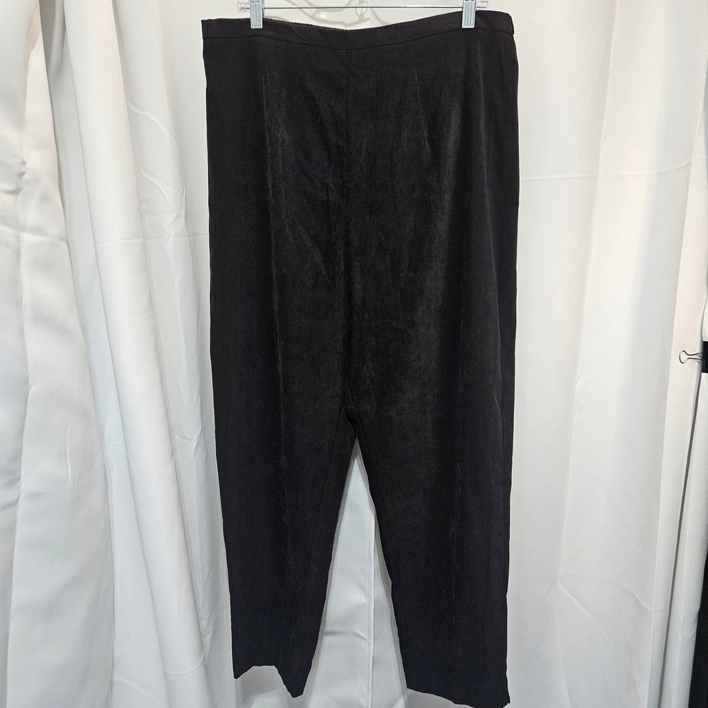 Vtg Amanda Smith II Womens 16W Black Faux Suede Pant Suit 2pc Blazer Set Lagen - Picture 3 of 14